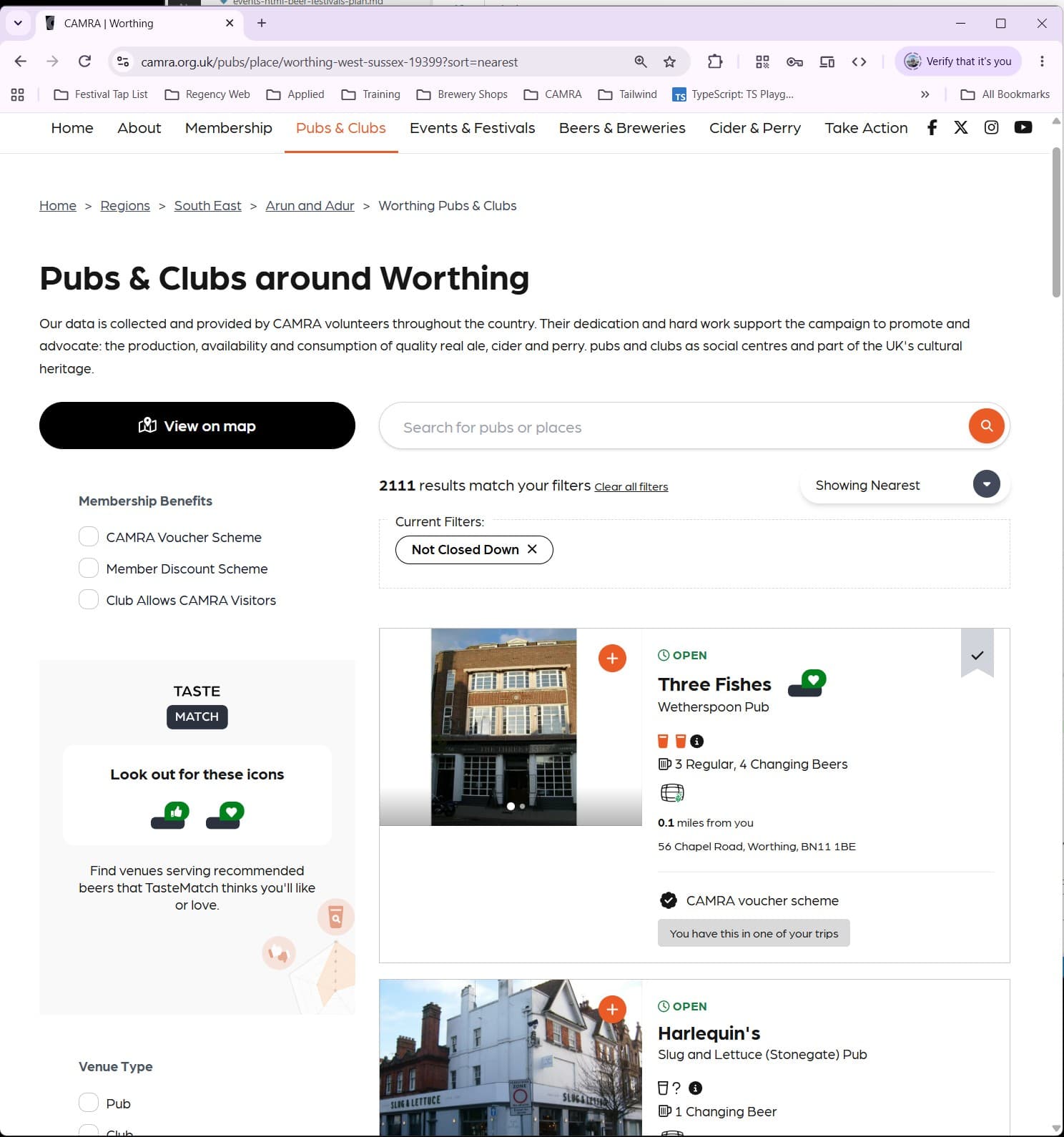Pubs Search Page